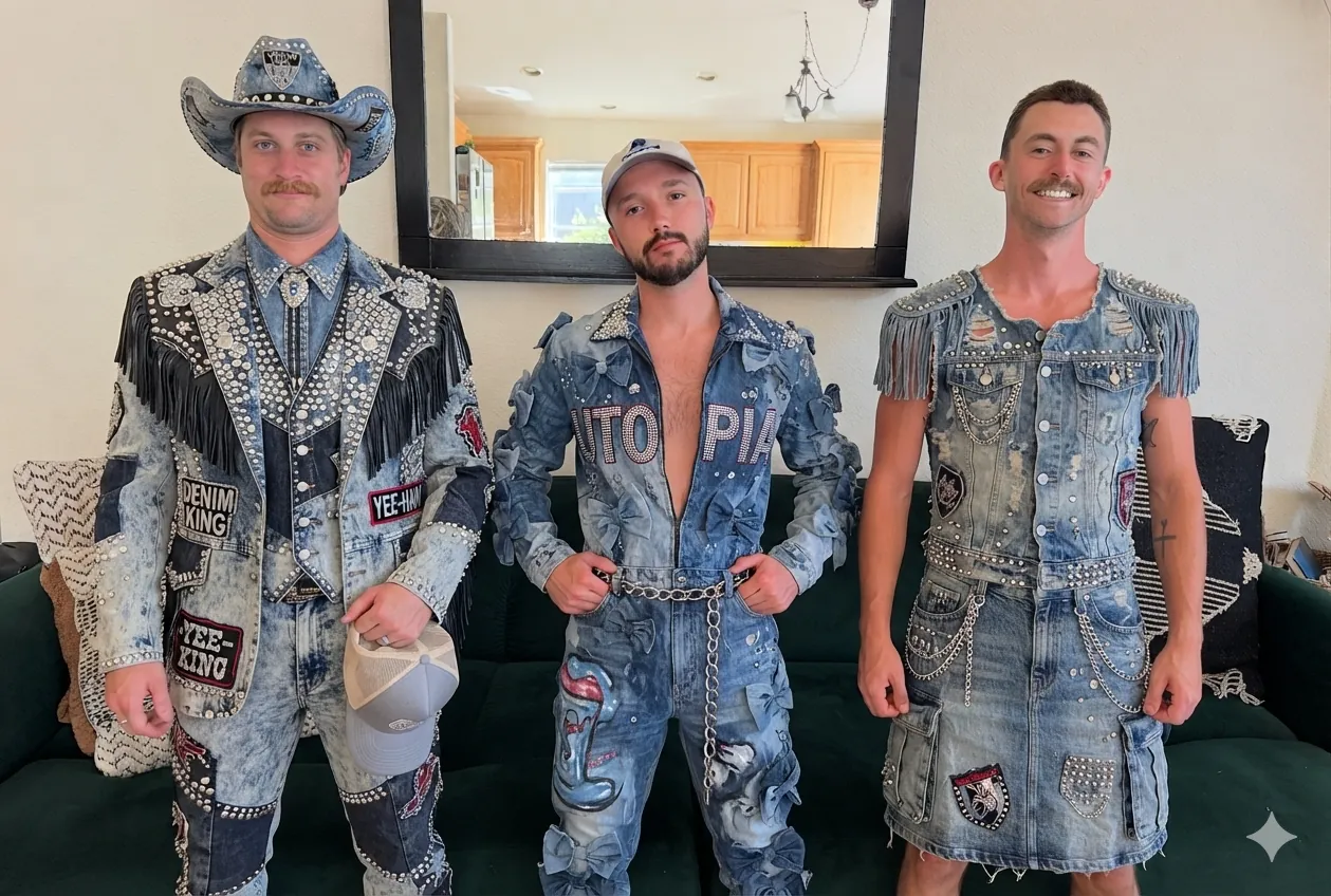 The three founders of Jarpet & Japes standing together in full denim